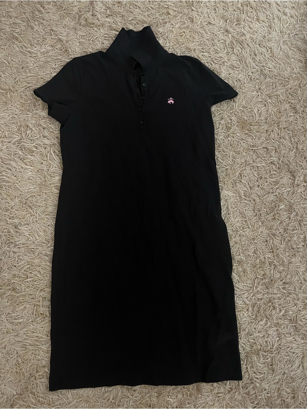 Brooks Brothers Black Polo Midi Dress with Pink Logo